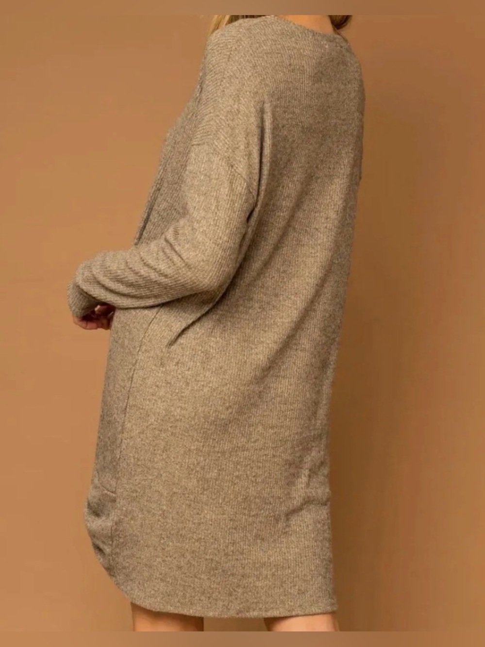Gilli Long Sleeve Knit Dress - Taupe - Picture 2 of 8